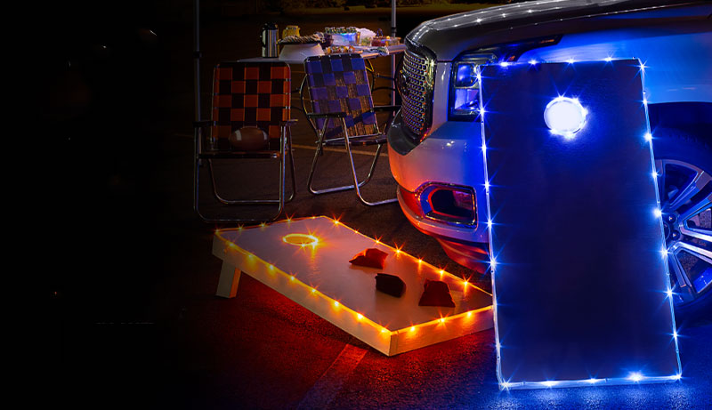 Cornhole LED Lights for Playing in Total Darkness